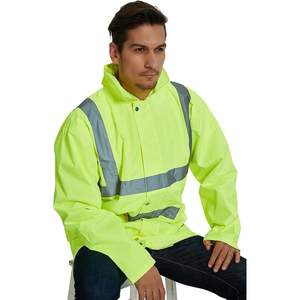 2025 personnalisé ANSI imperméable léger haute visibilité vêtements de travail réfléchissant argent veste de sécurité avec LED Flash veste de pluie-jaune-XL - Product Image 2