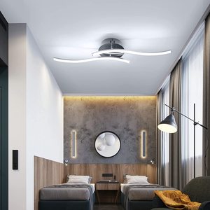 โคมไฟโมเดิร์นดีไซน์รูปคลื่น,โคมไฟระย้าโลหะไฟติดเพดานแบบ LED 2ดวงดีไซน์เรียบง่ายและคล่องตัว - Product Image 6