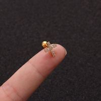 Boucle d'oreille en or 16g avec cravate à vis, motifs couronne, croix, cœur, fleur, étoile, lune, pour piercing hélix, rook, conch, tragus