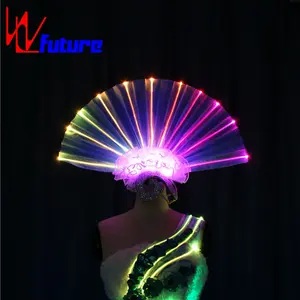 Remote control Full Color LED Light Up Headwear for dancing,fiber optic fan for belly dance,glowing headgear