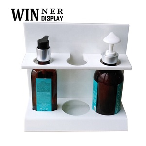 Tùy chỉnh 2-Tier Trắng Acrylic hiển thị giá truy cập thiết kế hàng đầu Acrylic dầu gội Standee và Riser kệ - Product Image 4