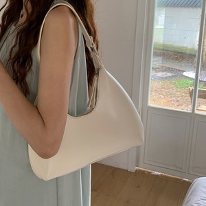 Korean Style Crescent Shoulder <b>Bag</b> Brown Medium Hard Zipper Closure Everyday Use - Product Image 3