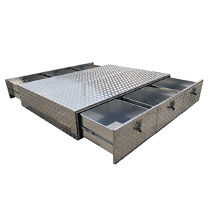 Système de tiroirs de rangement pour <span class=keywords><strong>plateau</strong></span> de camionnette en tôle d'aluminium personnalisée, double tiroirs, <span class=keywords><strong>plateau</strong></span> <span class=keywords><strong>coulissant</strong></span> pour cargaison - Product Image 5
