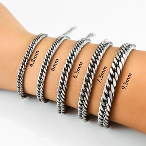 สร้อยข้อมือสแตนเลสสตีลแบบ Cuban Curb Chain สำหรับผู้ชาย สไตล์พังก์ ฮิปฮอป สีเงิน ของขวัญเครื่องประดับโลหะ - Product Image 4