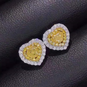 18K Vàng 0.42ct Tự Nhiên Vàng Kim Cương <span class=keywords><strong>Stud</strong></span> Earring Đối Với Phụ Nữ Lãng Mạn Hình Trái Tim Sang Trọng Bridal Wedding Đá Quý Trang Sức - Product Image 3