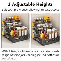 Rak Bumbu Lipat 3 Tingkat Modern Multifungsi untuk Meja Dapur, Organizer Bumbu Dapur dari Baja Karbon untuk Lemari