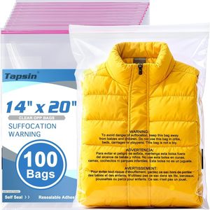 Bolsas transparentes de OPP de 14x20 pulgadas, 100 unidades, resellables, autosellables, con orificios de ventilación para embalaje y envío de ropa. - Product Image 6