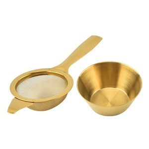 Setaccio per Matcha in Oro, Colino per Tè in Acciaio Inox 304, Setaccio Fine per Matcha con Manico Lungo e <span class=keywords><strong>Ciotola</strong></span> Raccogligocce - Product Image 4