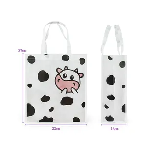 Customized Printing Logo Eco-friendly Reusable RPET Non-Woven Tote Letter Pattern Shopping Bag