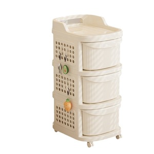 Tatsuyoshi Baby Storage <b>Cabinet</b> 4 Layers <b>Plastic</b> Movable Toy Organizer Cream Color Multi-purpose Portable - Product Image 5