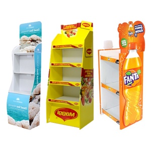 พิมพ์โลโก้ลูกค้า ป้ายโฆษณา POP แบบกำหนดเอง ชั้นวางแสดงสินค้าเครื่องดื่มในร้านค้าปลีก ชั้นวางแสดงสินค้าทำจากกระดาษลูกฟูก - Product Image 1