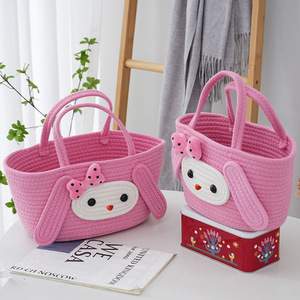 My Melody Cotton Rope Storage <b>Basket</b> Rose Red Pillow Shaped Kids Storage Bag - Product Image 1