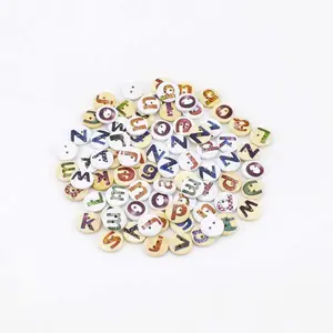 Deepeel C1-18 15mm DIY Clothing Accessories Cartoon kids English Letters Painted Wooden Buttons