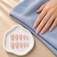 Y196 Kaixin Offre Spéciale Ongles Press-On Effet Œil de Chat Rose, Fournitures pour Ongles en Acrylique Translucide Rose French Manucure pour Fêtes