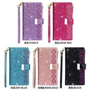 Luxury bling diamond case for iPhone Xs Max leather wallet cell phone case for iphone 11 pro max