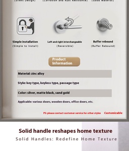 Ensemble de serrures universelles pour portes intérieures en bois, gauche et droite, avec poignée sphérique en alliage de zinc à trois barres, pour cuisine, commode et armoire - Product Image 5