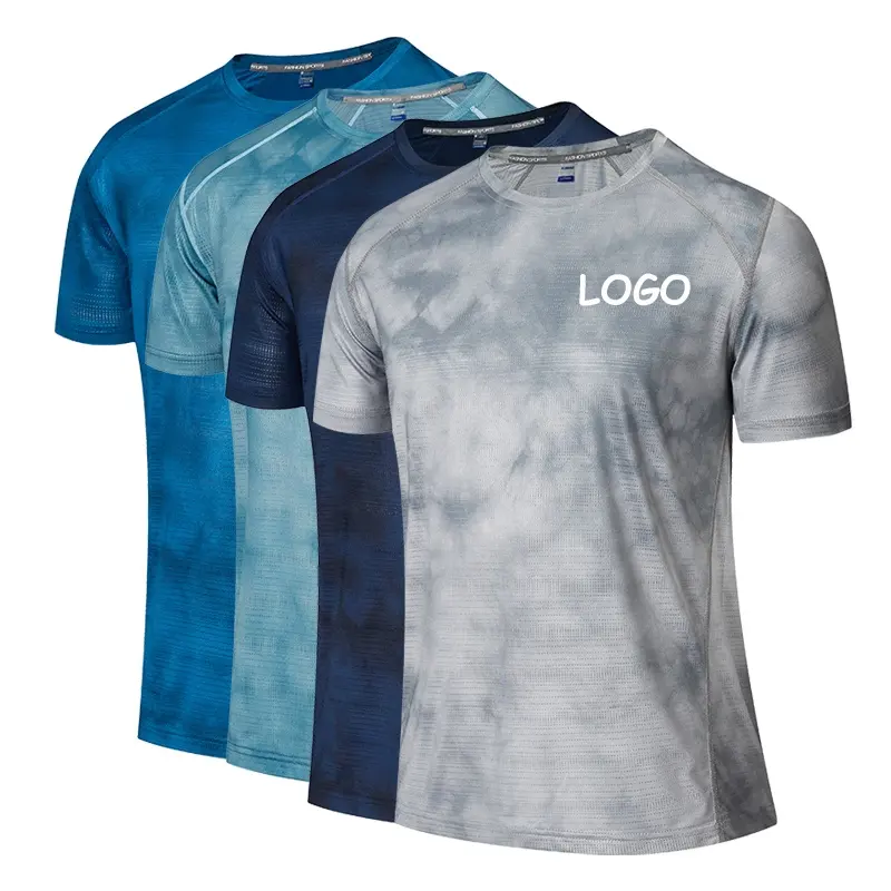 Custom Logo Printing Gradient Color Blank Short Sleeve Running Gym Fitness Mens T-shirt Training Workout Sports T Shirt For Men
