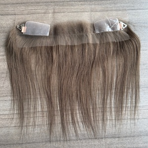 Topper capillaire en dentelle HD brun cendré pour couvrir la ligne des <span class=keywords><strong>cheveux</strong></span>, idéal pour les zones à repousse lente, 1,5x11 pouces, couverture d'oreille à oreille, en <span class=keywords><strong>cheveux</strong></span> humains, avec fil halo - Product Image 6