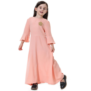 Abaya pour enfants musulmans, broderie, broche, mode enfants fille, robe Abaya Jubah Ramadan moyen-orient, vêtements arabes islamiques, livraison directe - Product Image 6