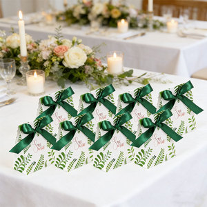 Green Color Wedding Theme Small Candy Treat Paper <strong>Boxes</strong> With Ribbons Gift Cookie Package Paper <strong>Boxes</strong> <strong>for</strong> Party Supplies - Product Image 5