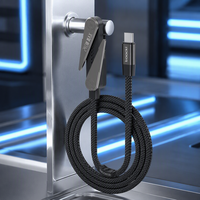 Câble de charge rapide Toocki 240W, câble C-C à angle de 90 degrés avec béquille pliable intégrée, synchronisation des données 480 Mbps, pour une utilisation en voyage
