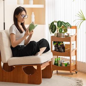 Carrito de madera maciza Euler de 39x26x83,5 cm, estante de almacenamiento portátil con múltiples compartimentos para cocina, sala de estar, exhibición de frutas y aperitivos - Product Image 3