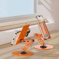 Support de téléphone portable rotatif en métal noir pour bureau, avec bras long extensible et pliable, pour tablette