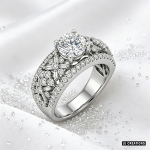 Bague de mariage personnalisée en or massif S925/10K/14K/18K avec diamant rond brillant de 1 carat cultivé en laboratoire, qualité VVS-VS - Product Image 2