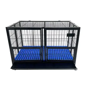 एकल परत डबल दरवाजा विशाल कुत्ते के पिंजरे काले अनुकूलन कुत्ते के पिंजरे प्लास्टिक फर्श