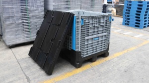 QS 1200x1000x1200mm 1020L ağır toplu depo depolama satılık istiflenebilir katlanır plastik katlanabilir palet kutuları - Product Image 2