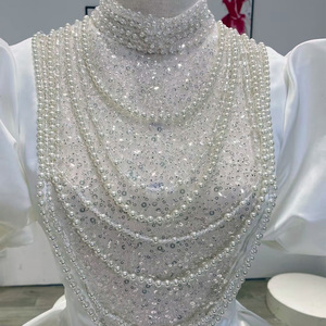 Vestidos de Novia de Gala con Pedrería, Estilo Retro, Elegantes, con Mangas Cortas Abullonadas, Vestidos de Novia de Princesa WM48 - Product Image 4
