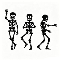 Silhouettes d'extérieur en métal Art Déco noires, artisanales, en forme de squelette, pour décorations d'Halloween effrayantes de jardin et de chemin