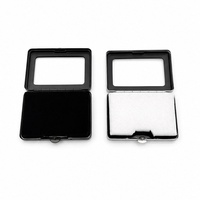 Boîte de présentation personnalisée pour bijoux en métal avec fenêtre transparente, insert en velours, fermeture à pression, noire et argentée, pour diamants et rubis en vrac
