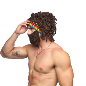 थोक सर्दियों रचनात्मक जंगली बुनना दाढ़ी टोपी विग Beanie टोपी मजेदार बुनना टोपी दाढ़ी <span class=keywords><strong>Facemask</strong></span> - Product Image 4