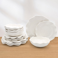 Service de vaisselle en mélamine de luxe avec assiettes à motifs de perles, style nordique rond, pour restaurants, hôtels et complexes hôteliers