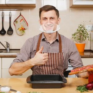 Masque facial transparent de qualité alimentaire anti-buée, sourire visible, pour la restauration et l'industrie alimentaire - Product Image 5