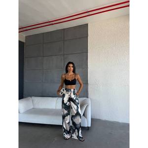 Satin Wide Leg Pants <b>High</b> <b>Waist</b> <b>Elastic</b> Breathable Casual Women's <b>Trousers</b> - Product Image 2