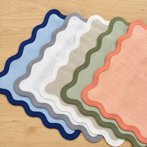 Serviettes 100% lin brodées, sets de table en coton à bord festonné classique, lavables en machine, décoration de table - Product Image 6