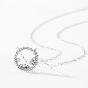 Collar con Colgante de Diamantes Redondos Eternos de Plata de Ley S925, Amor Eterno, Exclusivo para Mujer - Product Image 3