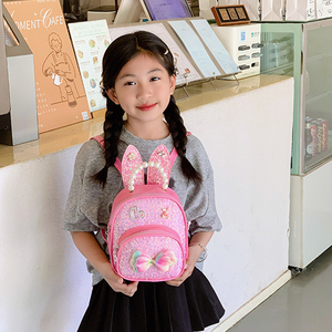 Factory Wholesale 2026 Summer Kids Bow Small <b>Backpack</b> Fashion Casual Girls Kindergarten Schoolbag <b>Children</b> Lightweight <b>Backpack</b> - Product Image 2