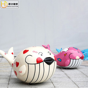Escultura Decorativa de Fibra de Vidrio con Forma de Ballena de Dibujos Animados Jiahua para Exteriores, Montaje en Suelo - Product Image 4