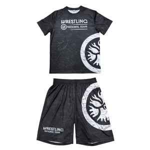Nuevo Conjunto de Lucha Libre Personalizado para Hombre, Camisetas y Pantalones Cortos Tejidos con Estampado Digital, Conjunto de 2 Piezas, 100% Poliéster, 150GSM, Internacional - Product Image 1