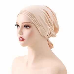 Sous-hijab en jersey de coton extensible antidérapant en silicone pour femmes musulmanes, ajustable avec lien arrière, pour l'automne - Product Image 2