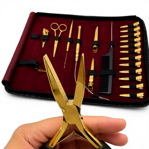 Kit d'outils professionnels pour extensions de cheveux avec pinces, clips, perles, aiguilles et peignes pour l'installation et le retrait OEM - Product Image 5