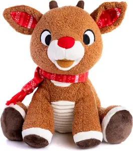 8 inç, noel peluş oyuncak burunlu ren geyiği doldurulmuş hayvan Rudolph kırmızı özelleştirmek Unisex TT kabul özel Unisex pembe