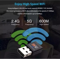 Adaptador wifi inalámbrico USB, 600Mbps, 600M, 2,4 GHz, 5,8 GHz, banda Dual, WI-FI, tarjeta de red inalámbrica, Dongle, receptor LAN 5G, AC600