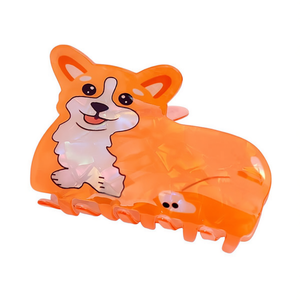 Corgi Puppy Scratch Clip 8,5 cm Fermaglio per capelli arancione per donne e ragazze - Product Image 1