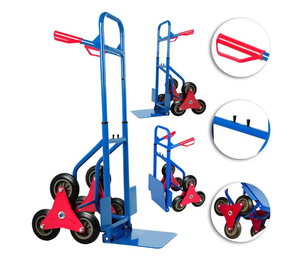 Chariot à main pliable en acier robuste pour monter les escaliers avec six roulettes - Product Image 3