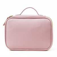 Étui cosmétique personnalisé avec logo, fermeture éclair en PVC, étanche, pour le voyage, rangement des produits de soin de la peau, poignée en PU, trousse de toilette, sac à maquillage