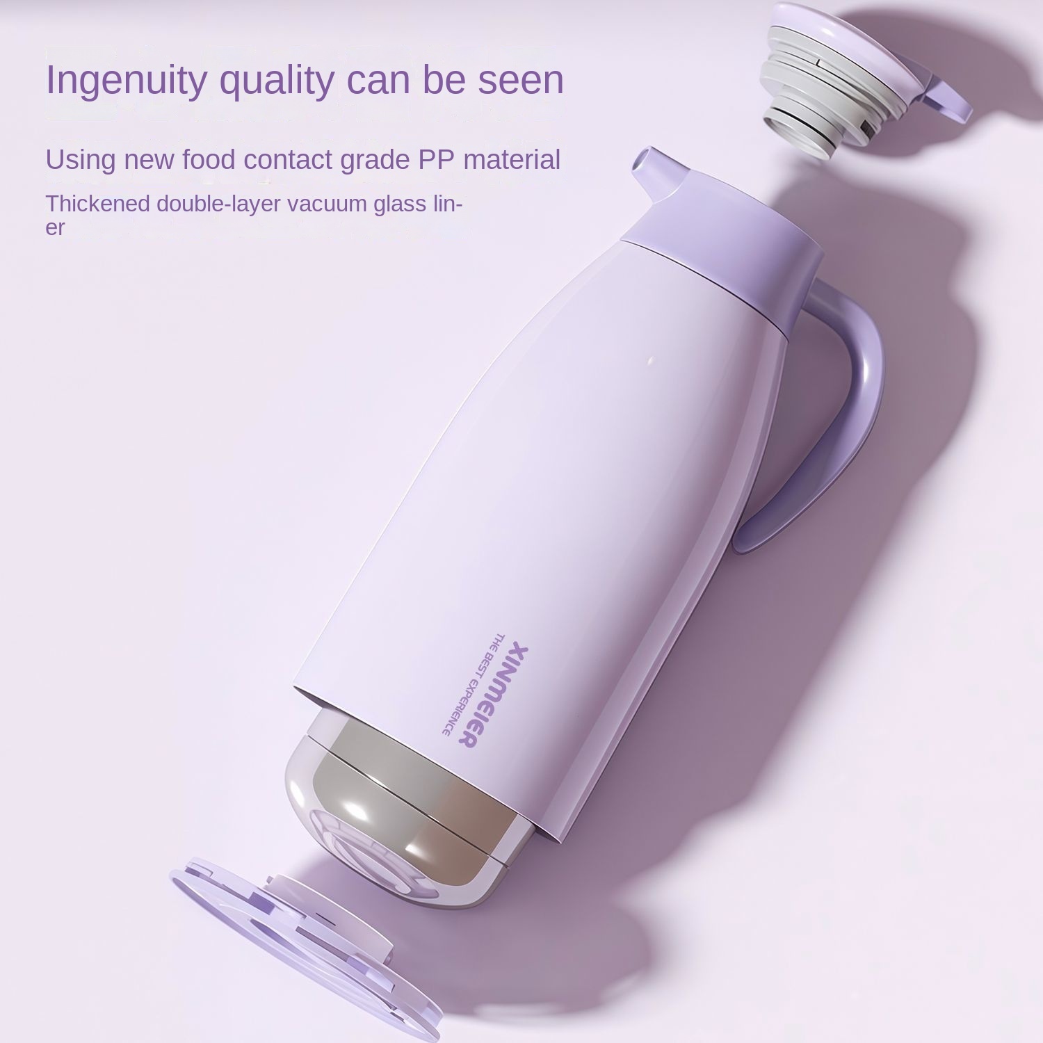 New Purple Insulation Pot Digital Temperature Display Vacuum Flask Smart Drinkware Large Capacity Glass Bottle 24-36 Hours Home view 2